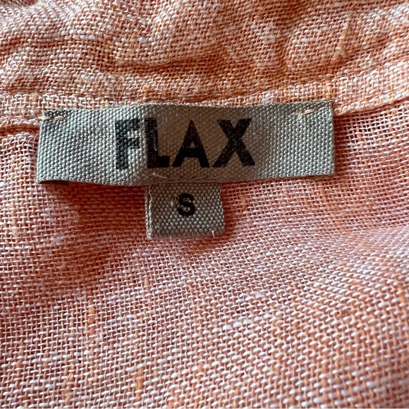 FLAX 100% Linen Oversized Tunic Top Peach Coral Button Front Boho Boxy - Picture 6 of 7